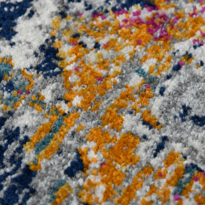 Blue Rectangular Stain-Resistant Synthetic Area Rug 7'10" x 10'10"