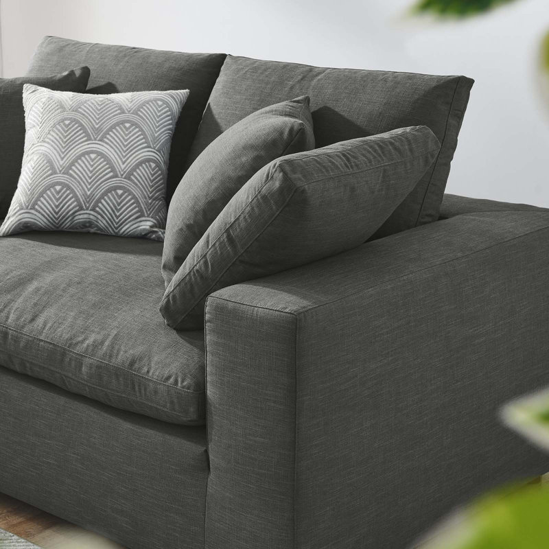 Commix Gray Down Filled Overstuffed Loveseat with Solid Wood Frame
