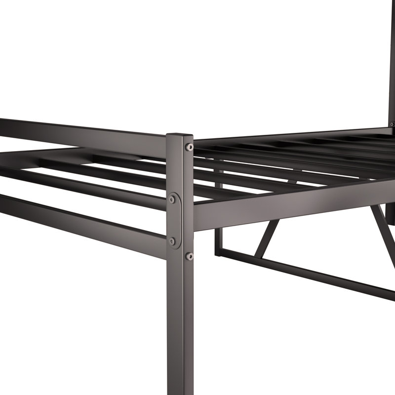 Structure de lit plateforme en métal avec tête de lit, structure en métal robuste, aucun sommier requis