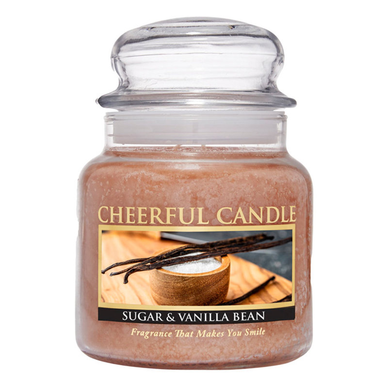 Sugar & Vanilla Bean Brown Scented Candle with Glass Holder
