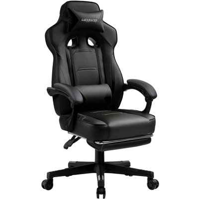 GTPLAYER Adjustable Reclining Ergonomic Faux Leather Swiveling PC & Racing Game Chair with Footrest