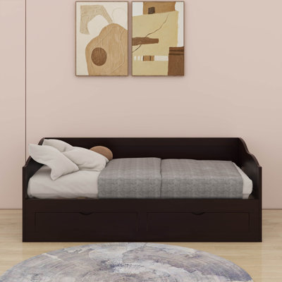 Lit de jour simple en bois avec couchette et tiroirs de rangement