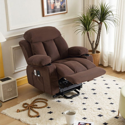 Fauteuil inclinable électrique avec chauffage et massage - Télécommande, chargement USB, rangement latéral