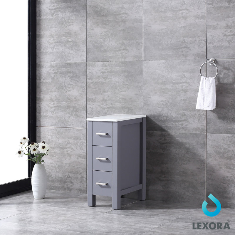 Compact Dark Grey Side Cabinet with Phoenix Stone Top