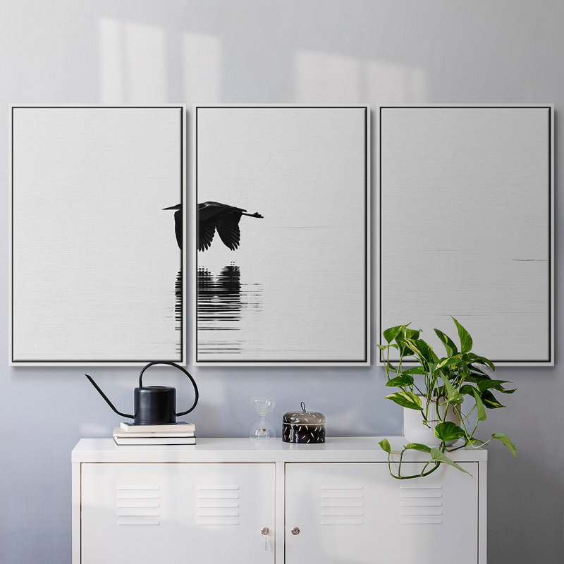 Vol - Toile encadrée multi-pièces, H 36 po x l 75 po x P 2 po, Blanc