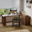 Bureau en bois massif en forme de L brun noyer avec 3 tiroirs-2124793079