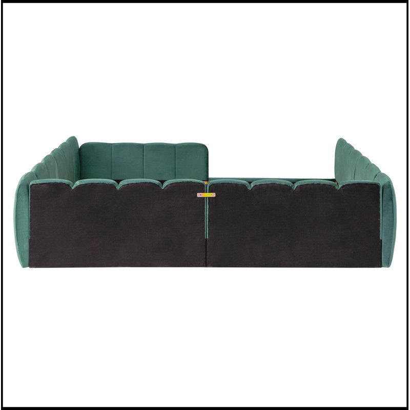 Lit double capitonné en velours, Green