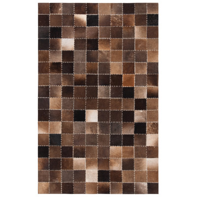 Tapis en cuir feutré à la main en tissu beige / brun Herrin