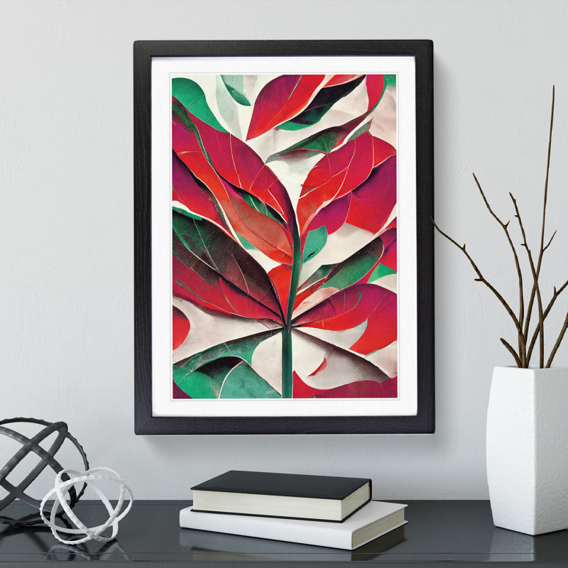 Leaf - Single Picture Frame Print, 64cm H x 46cm W x 2cm D, Black