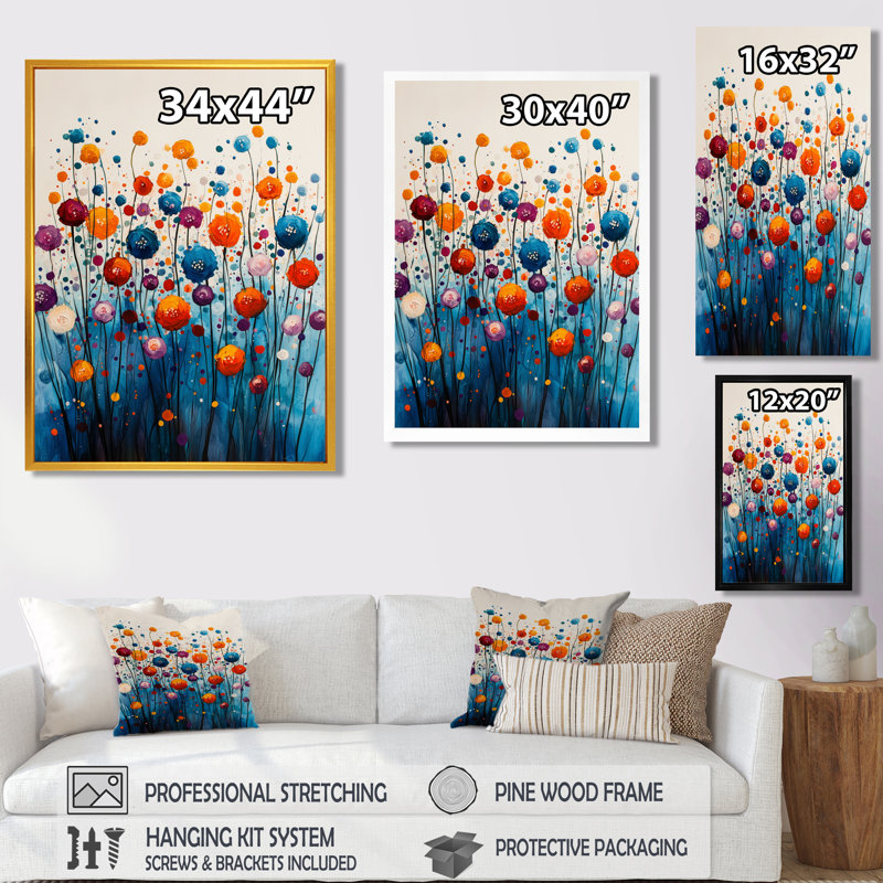 Beddingfield - impression sur toile florale, H 32 po x l 16 po, Noir, noir, noir, noir