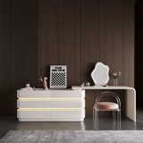 Cyruss Expandable 51.18 '' - 90.55 '' Modern Makeup Vanity with Integrated Lighting, Multiple Storage Spaces (6-Drawers)
