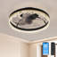 Ventilateur de plafond 16 po en cristal noir avec lumière DEL à intensité variable, 3 températures de couleur, 5 pales cachées, télécommande et contrôle d'application, minuterie, plafonnier encastré