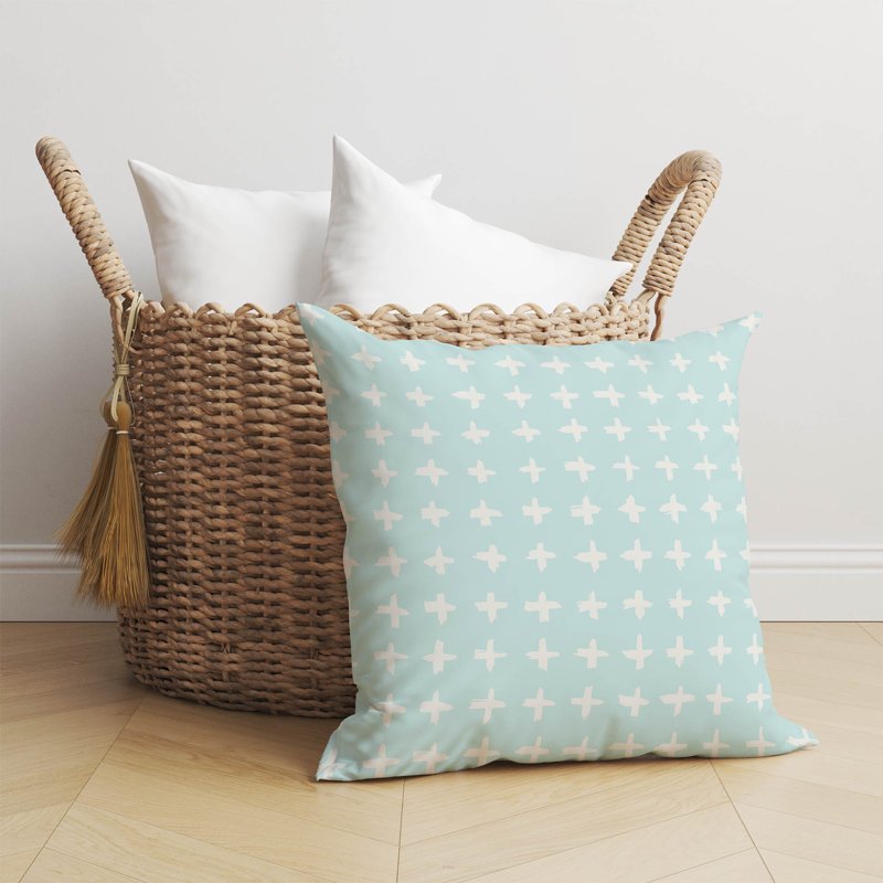 Coussin décoratif à carreaux, H 18 po x l 18 po, Bleu clair / bleu