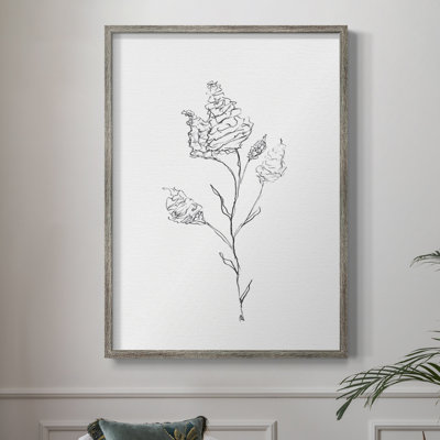 Croquis floral, reproduction encadrée - bois massif