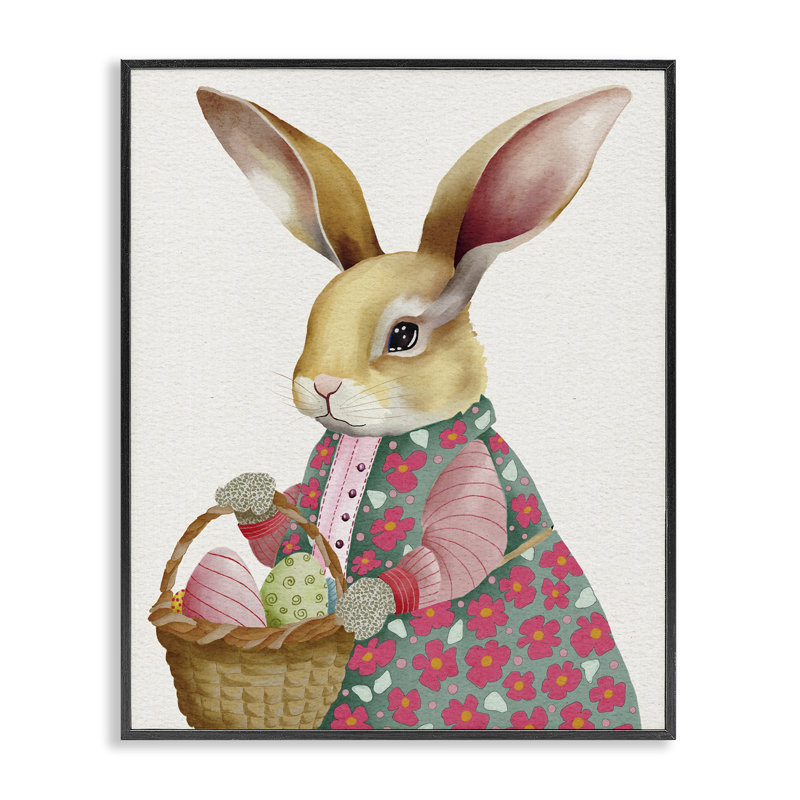 Lapin de Pâques avec panier à œufs, estampe numérique, design par Regina Moore, H 14 po x l 11 po