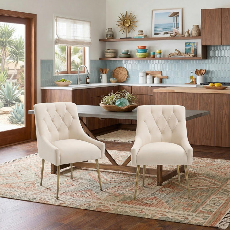 Chaise rembourrée en velours Sandstrom, Beige
