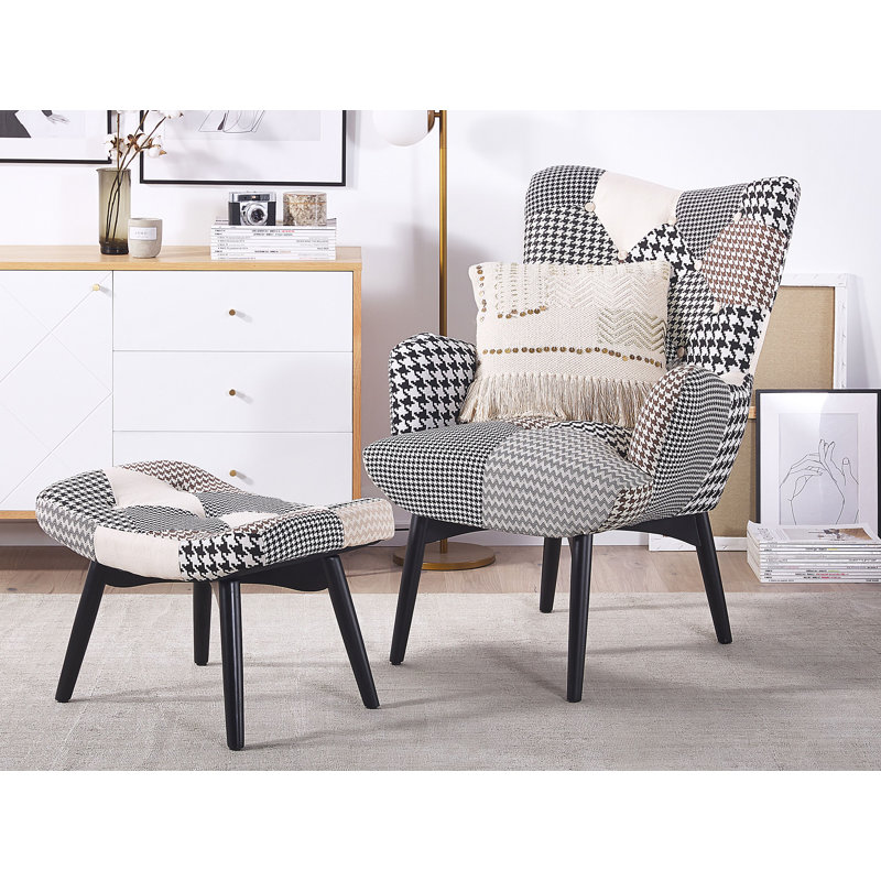 Vejle Upholstered Wingback Chair with Footstool