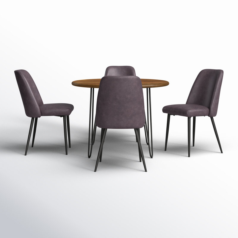 Dawley 4-Person Round Solid Wood Top Dining Set, Dark Brown
