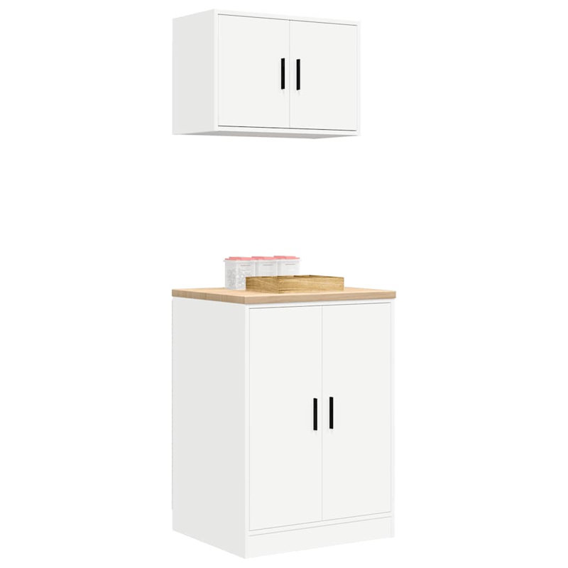 Garage Cabinets 2 Pcs Engineered Wood, White