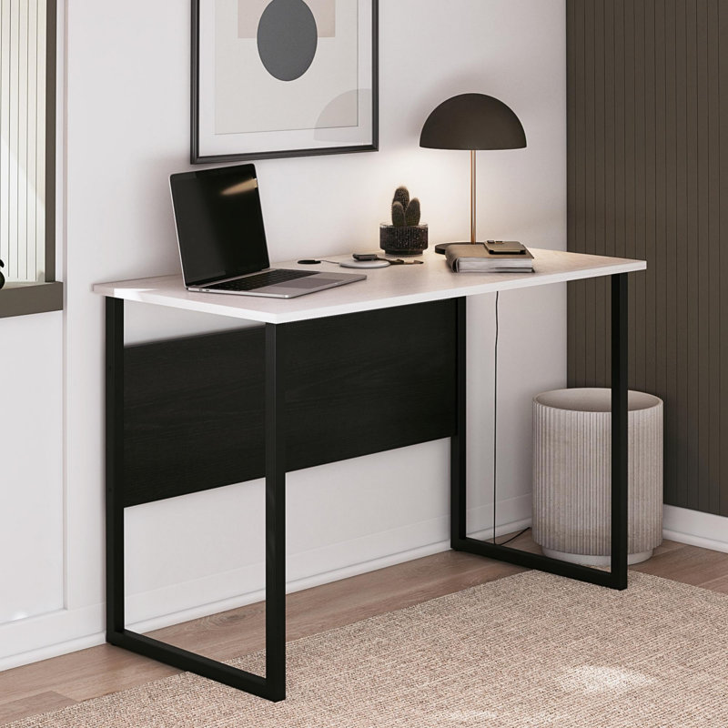 Bureau d'écriture avec pieds en métal, Blanc