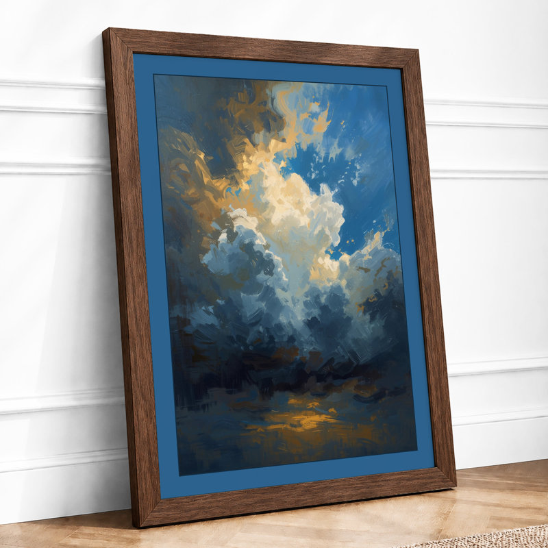 Towering Cloudscape Romantic - Framed Print, A4 - 29.7 x 21.0 cm, Walnut
