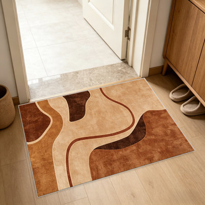 Tapis Caramel Stream pour le salon, doux et confortable, convient à toutes les saisons, facile à entretenir, tapis de sol intérieur lavable à la machine, sous la table de ferme convenant à la chambre à coucher, à la salle à manger, au bureau, au patio, au balcon, à la décoration intérieure