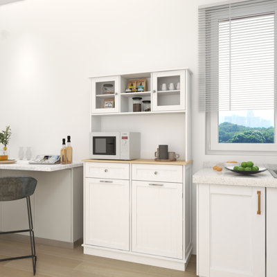 67.7" Tall Kitchen Trash Can Storage Cabinet With 3 Adjustable Shelves, 2 Drawers And 1 Tilt Out Trash Cabinet For Kitchen, Dinning Room, Living Room-White