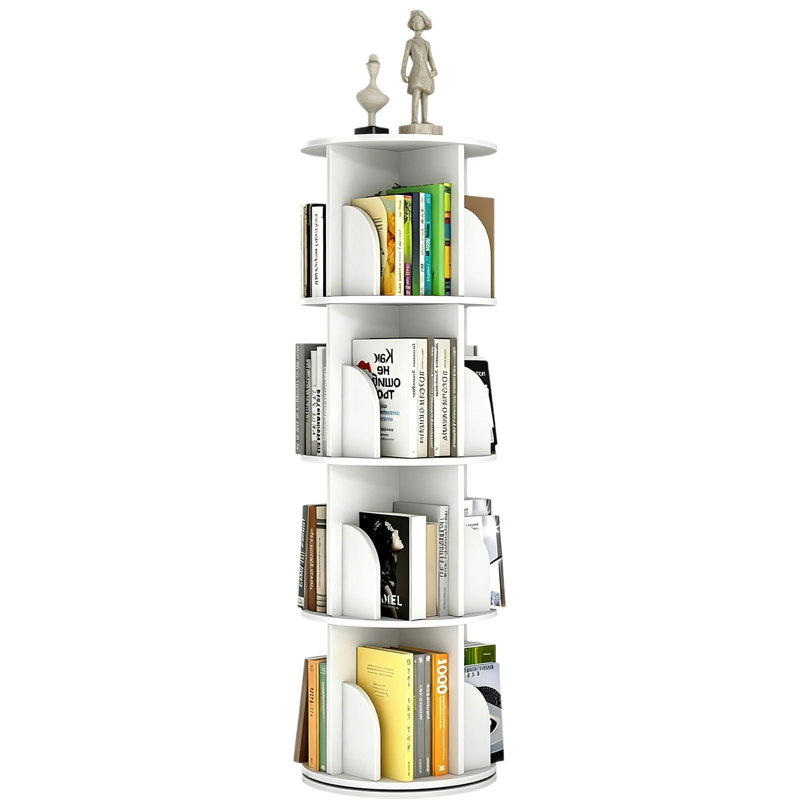 Étagère pivotante de 18,10 × 18,10 × 50,00 cm en PVC blanc, avec rotation à 360°.