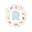 Lettre illustrée R bleue - impression-52820565-52820567-52820575