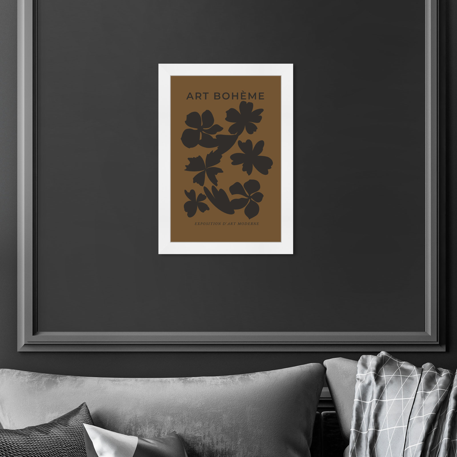 Minimal Black And Brown Floral Pattern by Oliver Gal, 17" H x 12" W, White