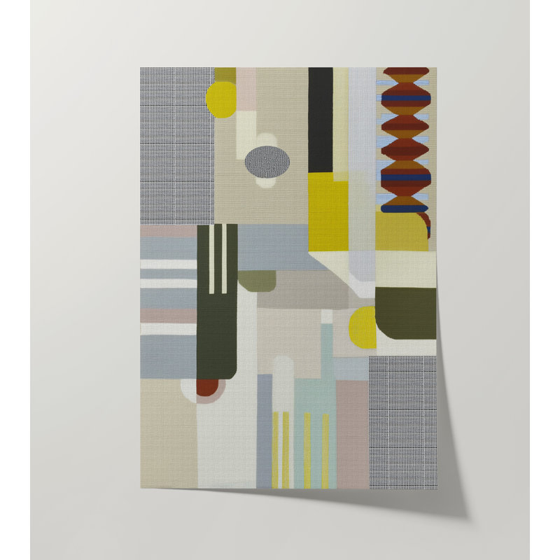 Woven Perspectives No. 16: impression géométrique abstraite, Natural-Oak, 24x30 in