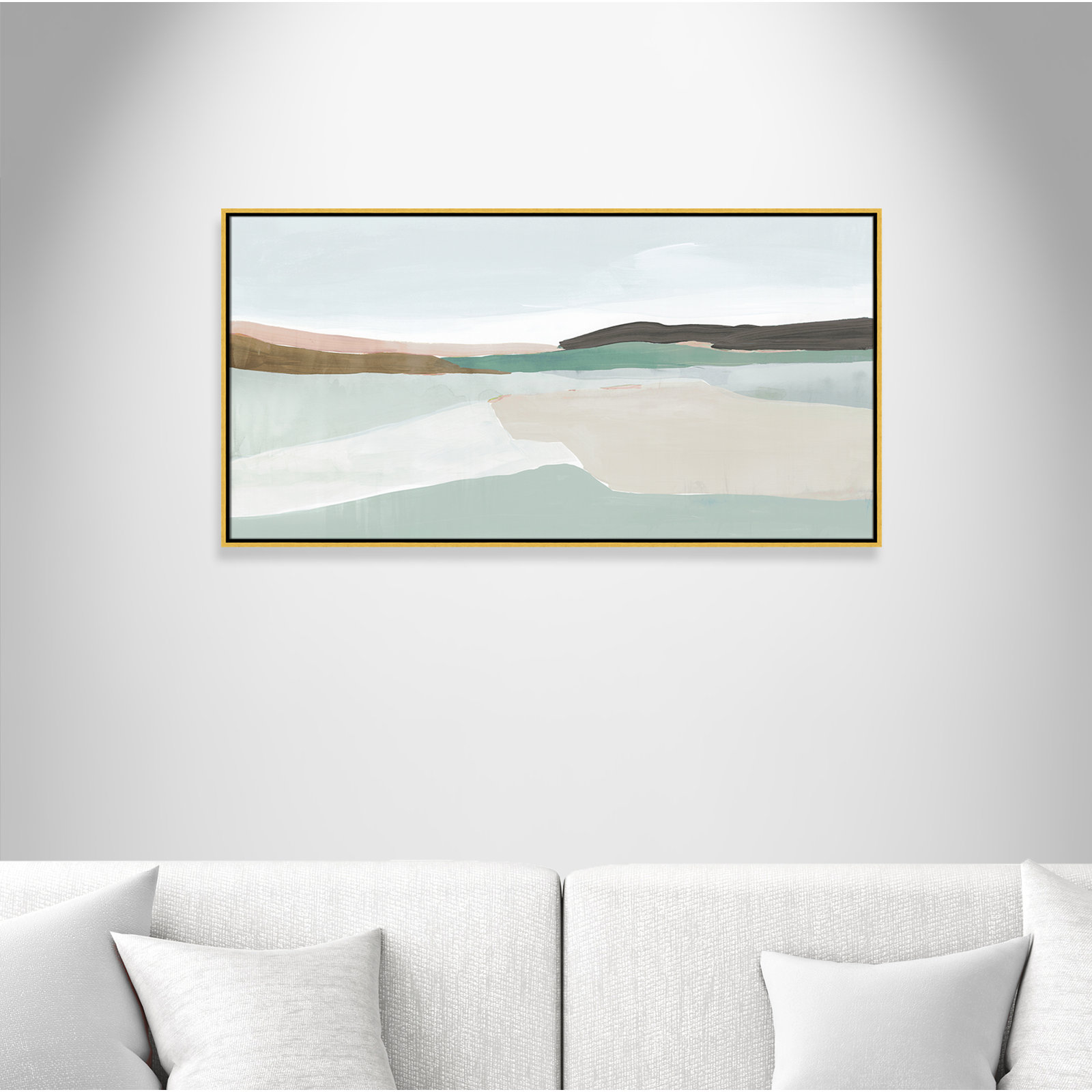 Ali "Sole of the Land I" Painting, 25.5" H x 49.5" W, Gold