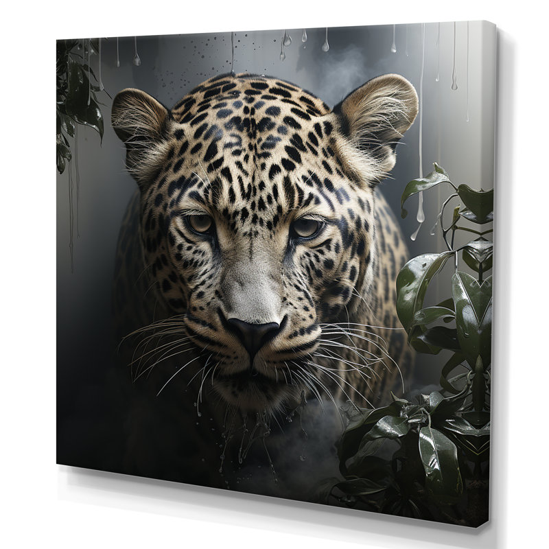 Portrait de léopard gris majestueux I - art mural léopard / guépard, Toile tendue, H 16 po x l 16 po x P 1 po