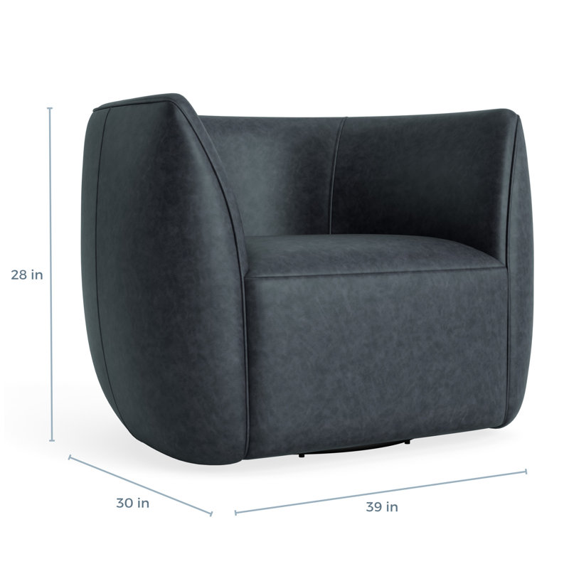 MTO - Council Swivel Lounge Chair, Ink Leather