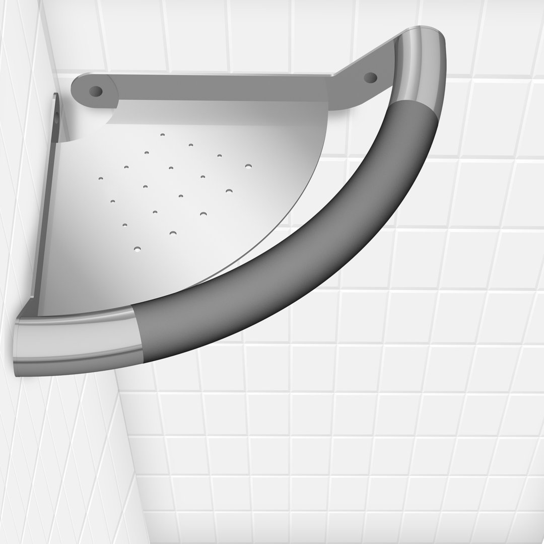 Ergo CornerBar Ergonomic Soft Grip 32mm Diameter ADA Compliant 300 lb Weight Capacity with Shelf Pulse Showerspas 