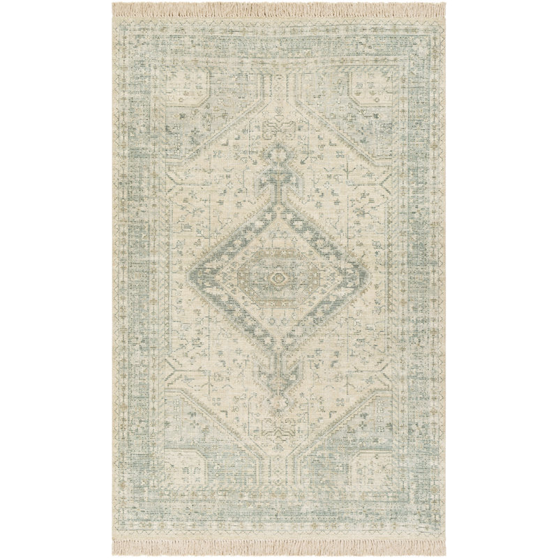 Tapis oriental sauge tissé à la main Wensley, Rectangle 8 pi x 10 pi