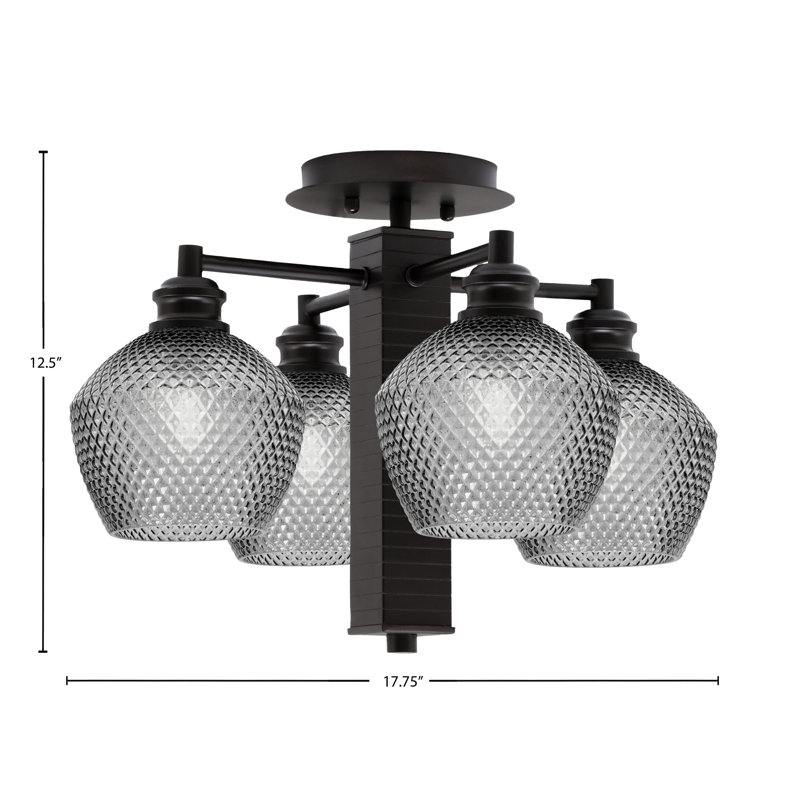 Plafonnier semi-encastré avec verre 6 po Edge, Espresso, Fumée
