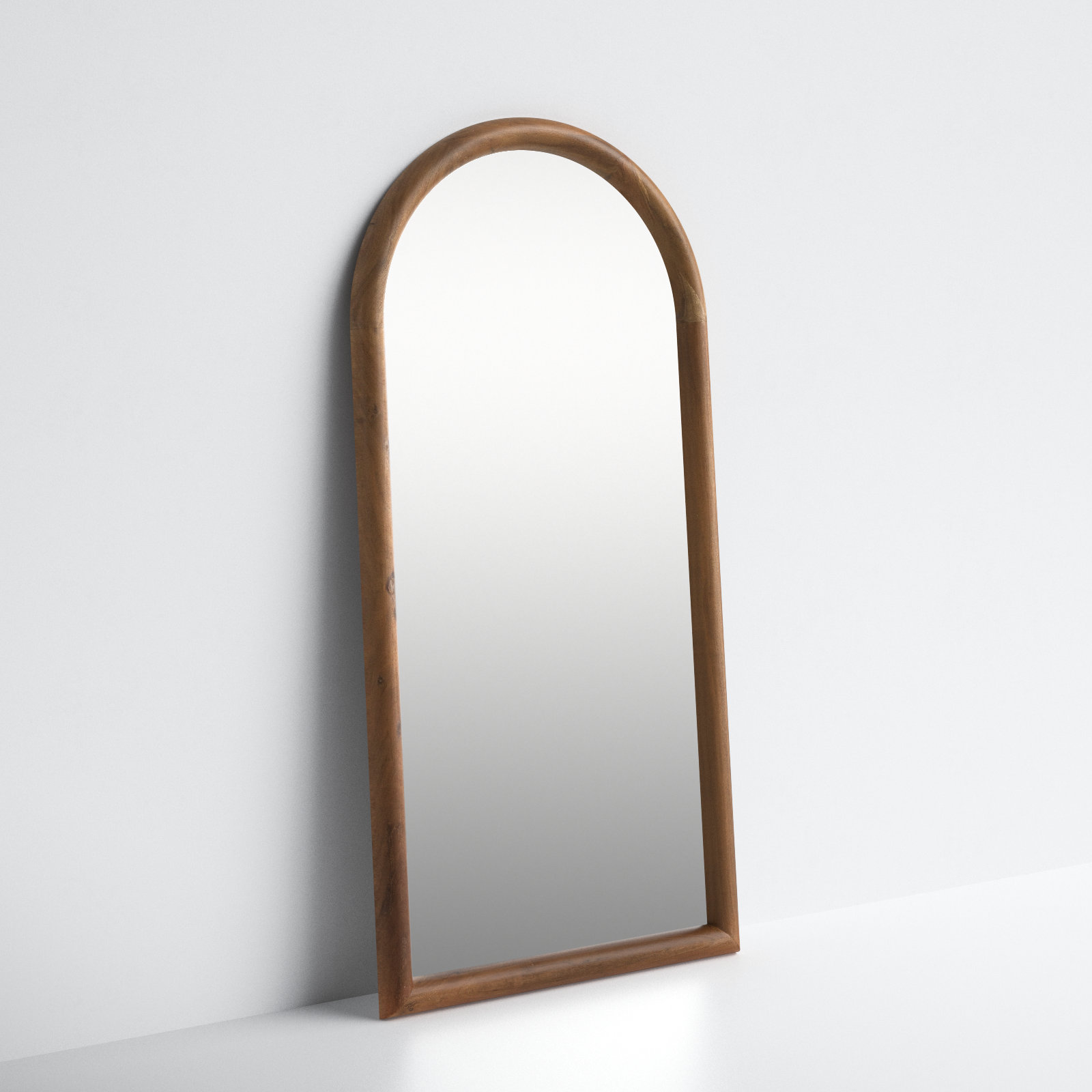 Aubria Wood Flat Floor Mirror, Smoked Acacia