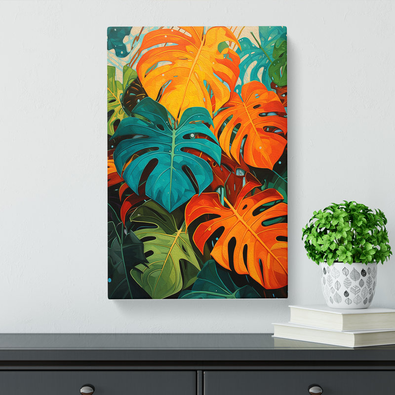 Tropical Leaf Orphism - Wrapped Canvas, 60cm H x 40cm W x 3cm D