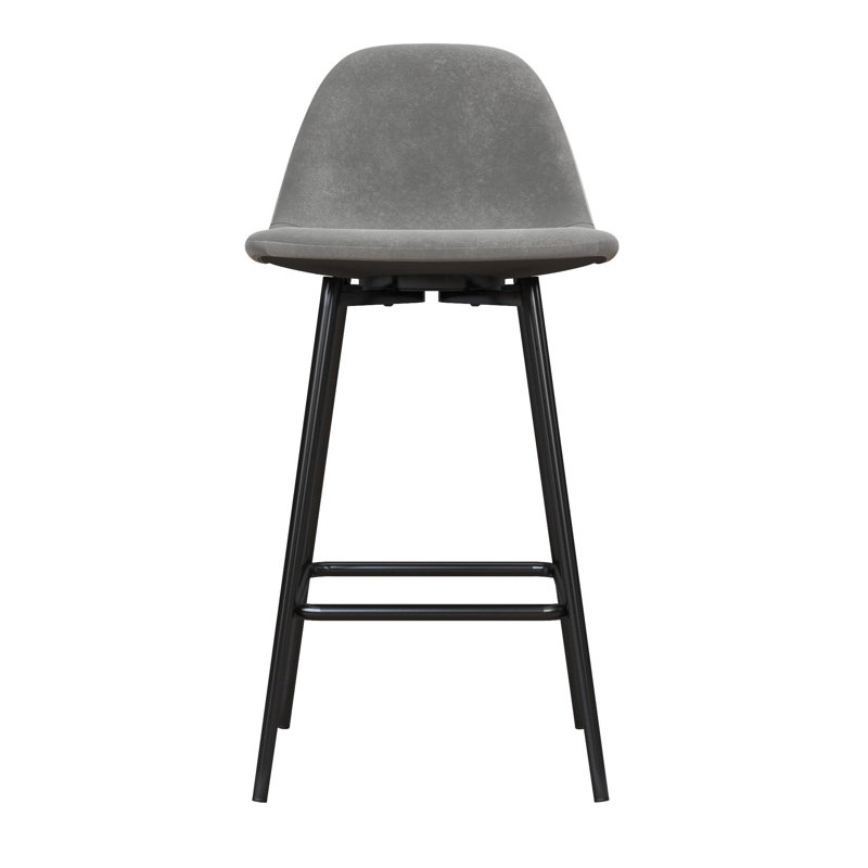 Henrine Upholstered Counter Stool with Metal Frame, Grey