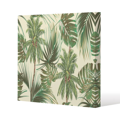 Tropical Leaves Slim Style Canvas Print, 15mm Slim Real wood.