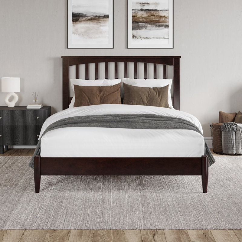 Aritra Solid Wood Low Profile Platform Bed, Espresso, Full