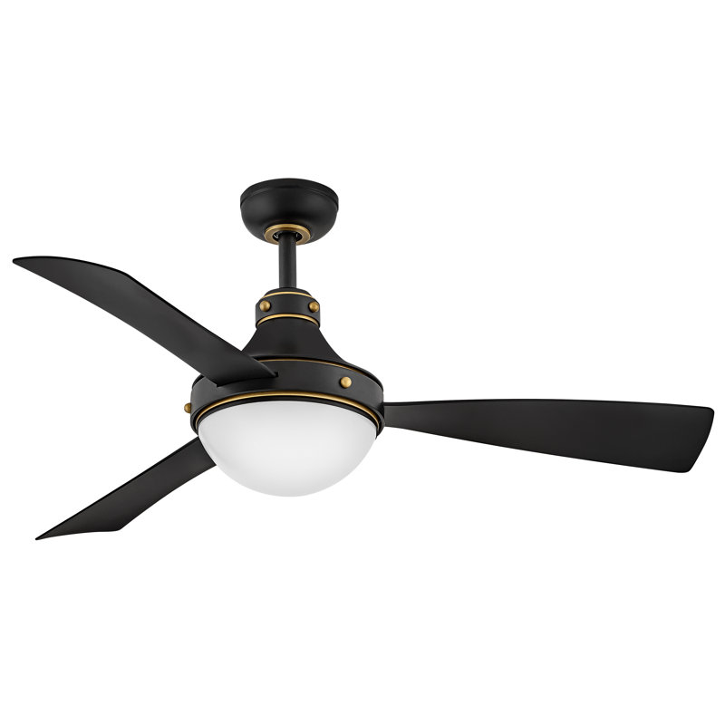 Ventilateur de plafond intelligent 50 "à 3 pales Burghard, Noir mat