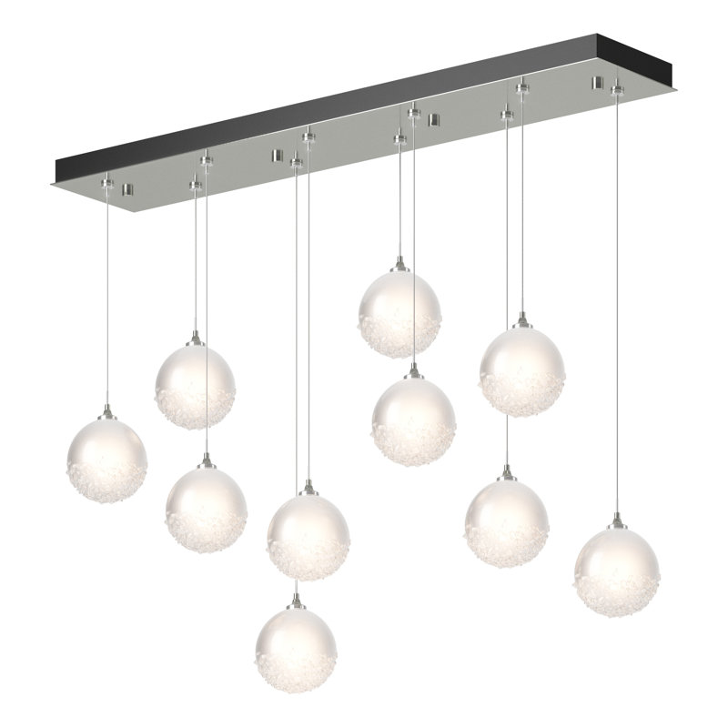 Fritz 10 - Light Kitchen Island Globe Pendant, Sterling, 80" H x 44.5" W x 9.4" D