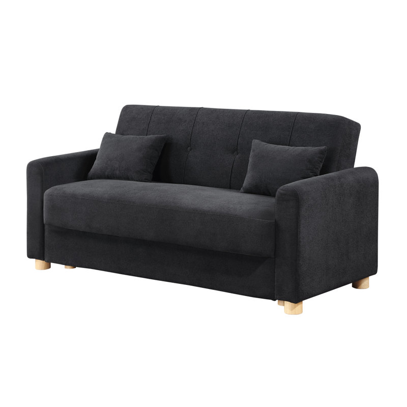 Causeuse-lit convertible en tissu Modern, Noir, noir, noir, noir