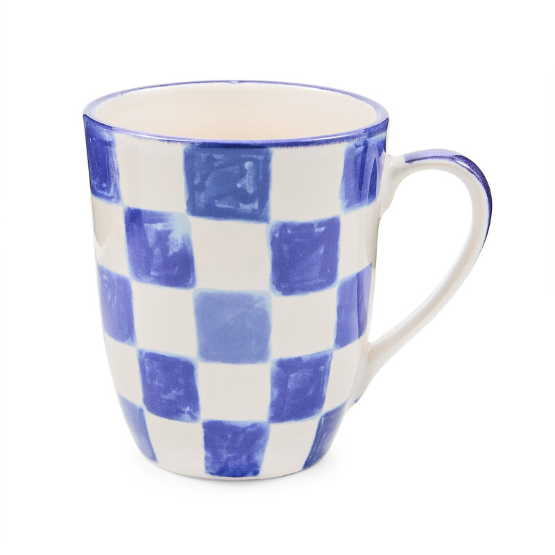 Check Mug, 12, Blue/White