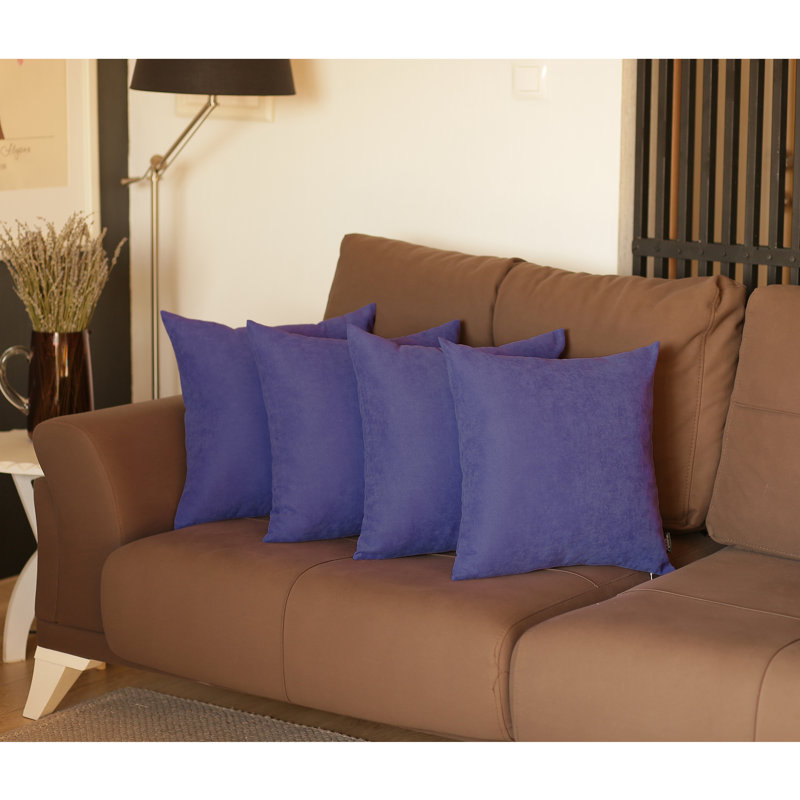 Navy Blue Polyester Euro Throw Pillow Covers, Set of 4