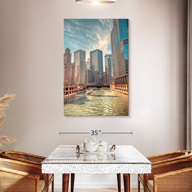 Aime Exploring Chicago River, 48" H x 32" W