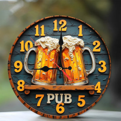 horloge de bière, décor de pub, design rustique