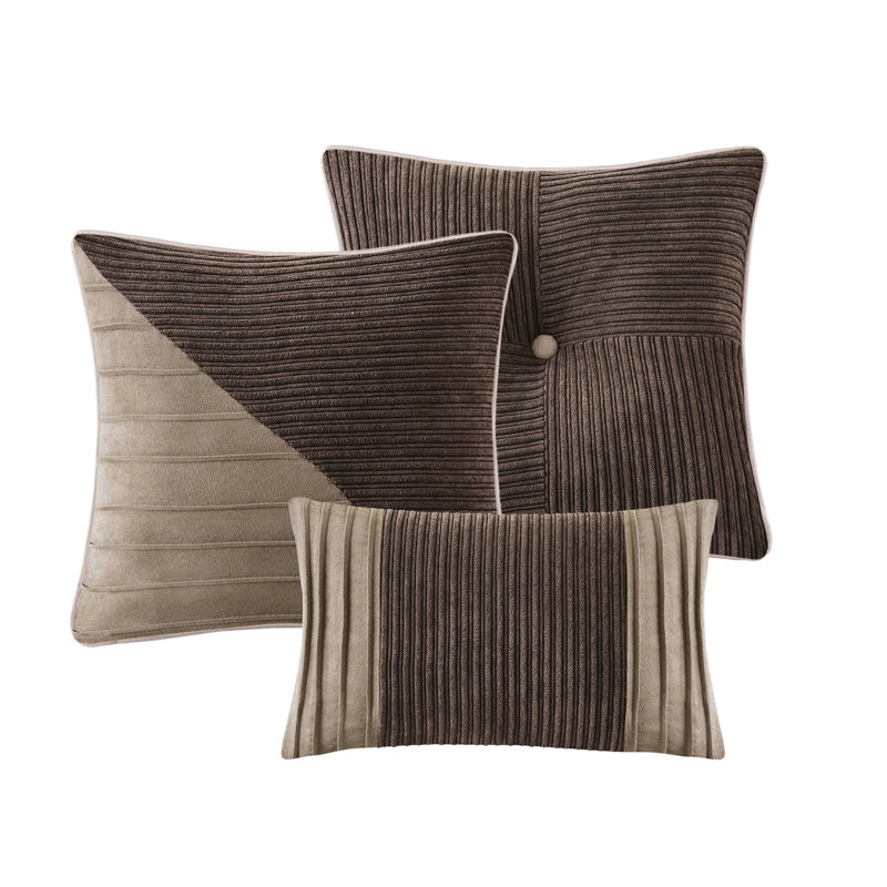 Édredon brun en velours côtelé 7 pièces - texture douce et moelleuse, Brown